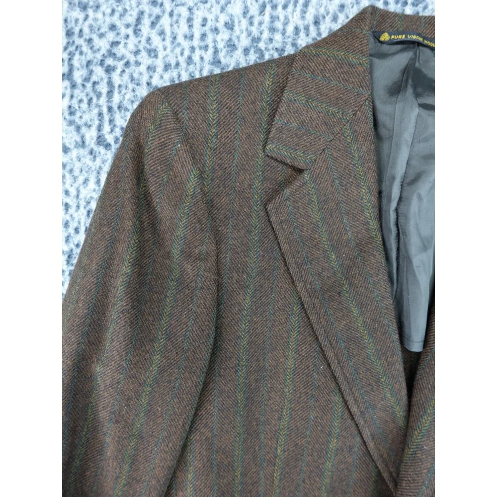 Hart‎ Schaffner Marx Vintage Wool Brown Herringbone Striped Blazer Mens 40R